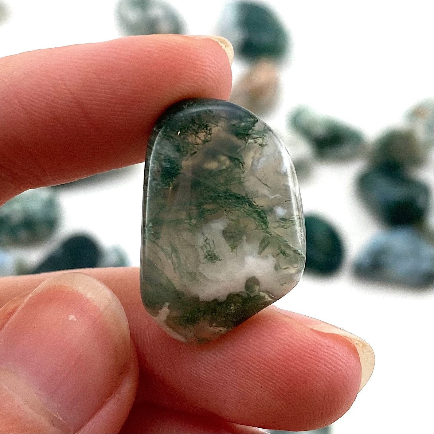 20g of Moss Agate, mini tumbled stones, tumbled crystal, tumbled moss agate, moss agate