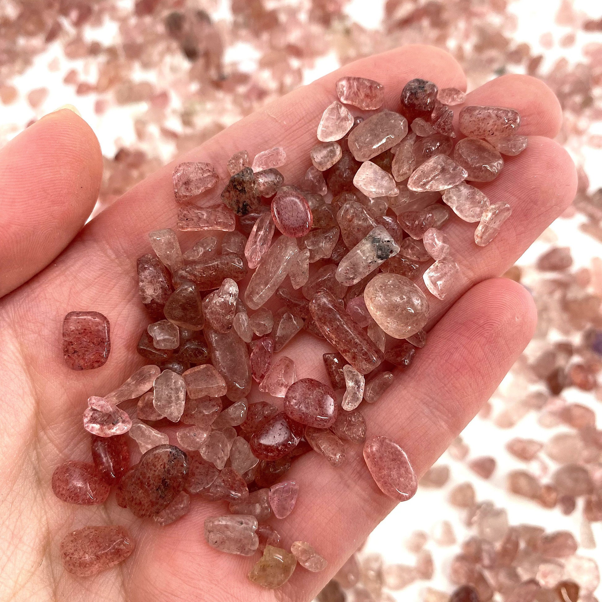 20g of Strawberry Quartz, mini tumbled stones, tumbled crystal, tumbled strawberry quartz, strawberry quartz