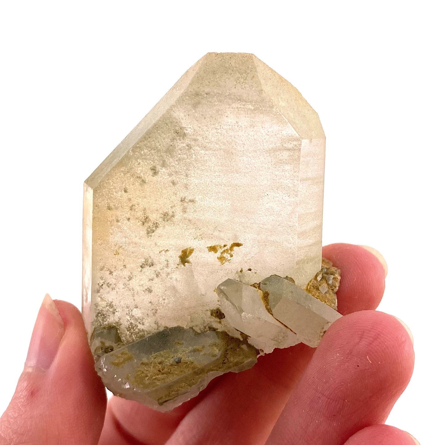 Green phantom quartz cluster (Pakistan) | green phantom quartz, chlorite quartz, green chlorite quartz