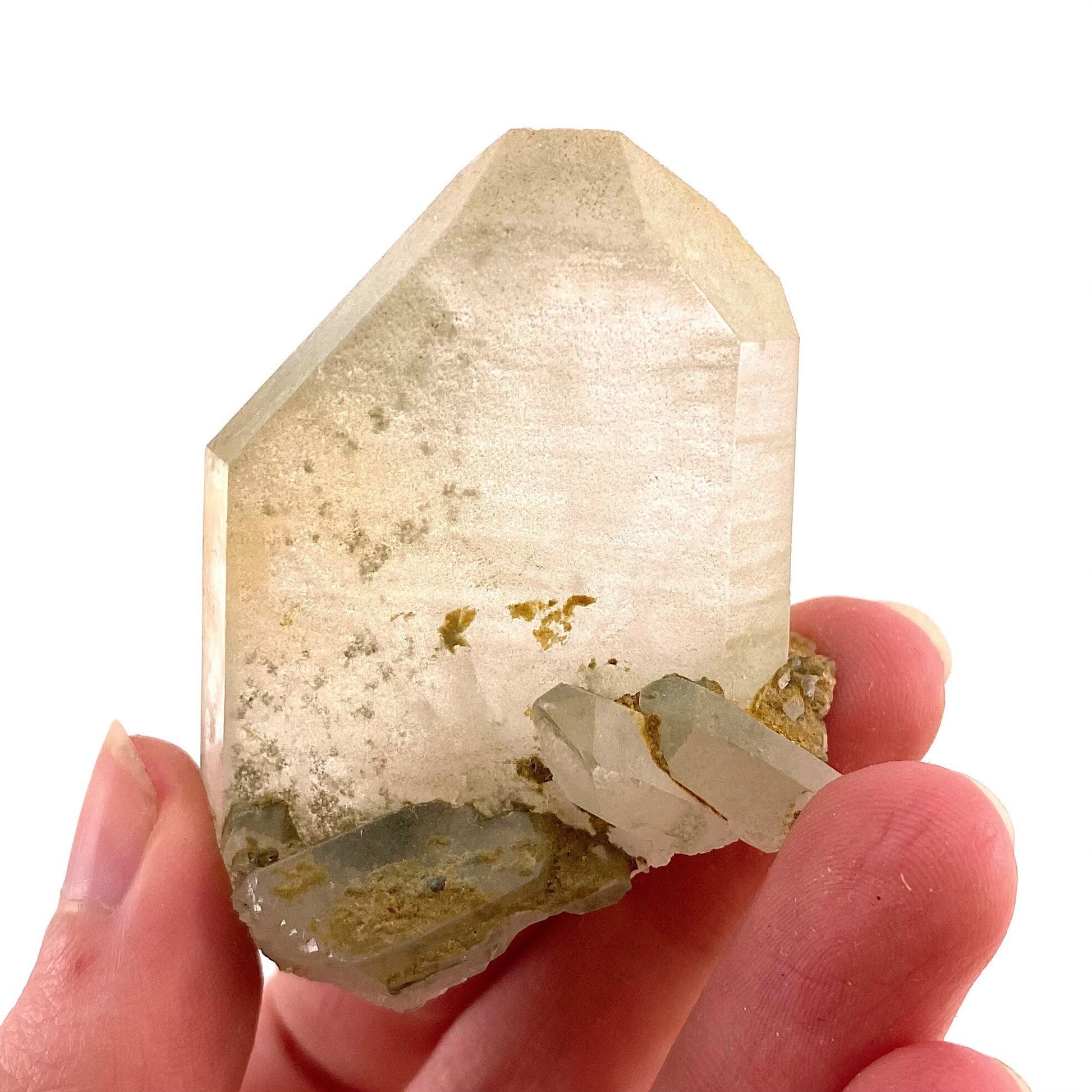 Green phantom quartz cluster (Pakistan) | green phantom quartz, chlorite quartz, green chlorite quartz