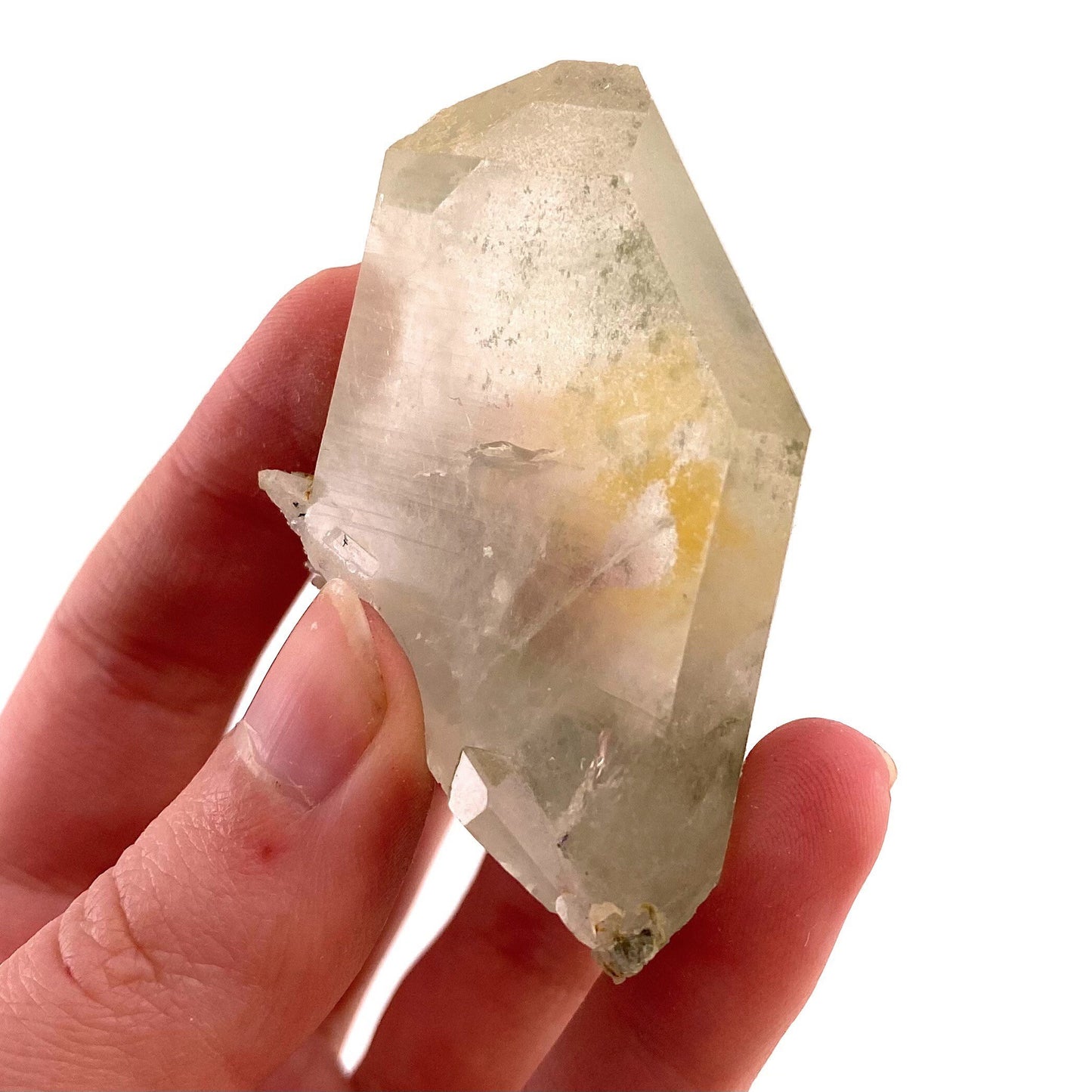 Green phantom quartz cluster (Pakistan) | green phantom quartz, chlorite quartz, green chlorite quartz