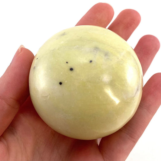 Serpentine Sphere, yellow serpentine sphere, crystal ball, crystal sphere, serpentine