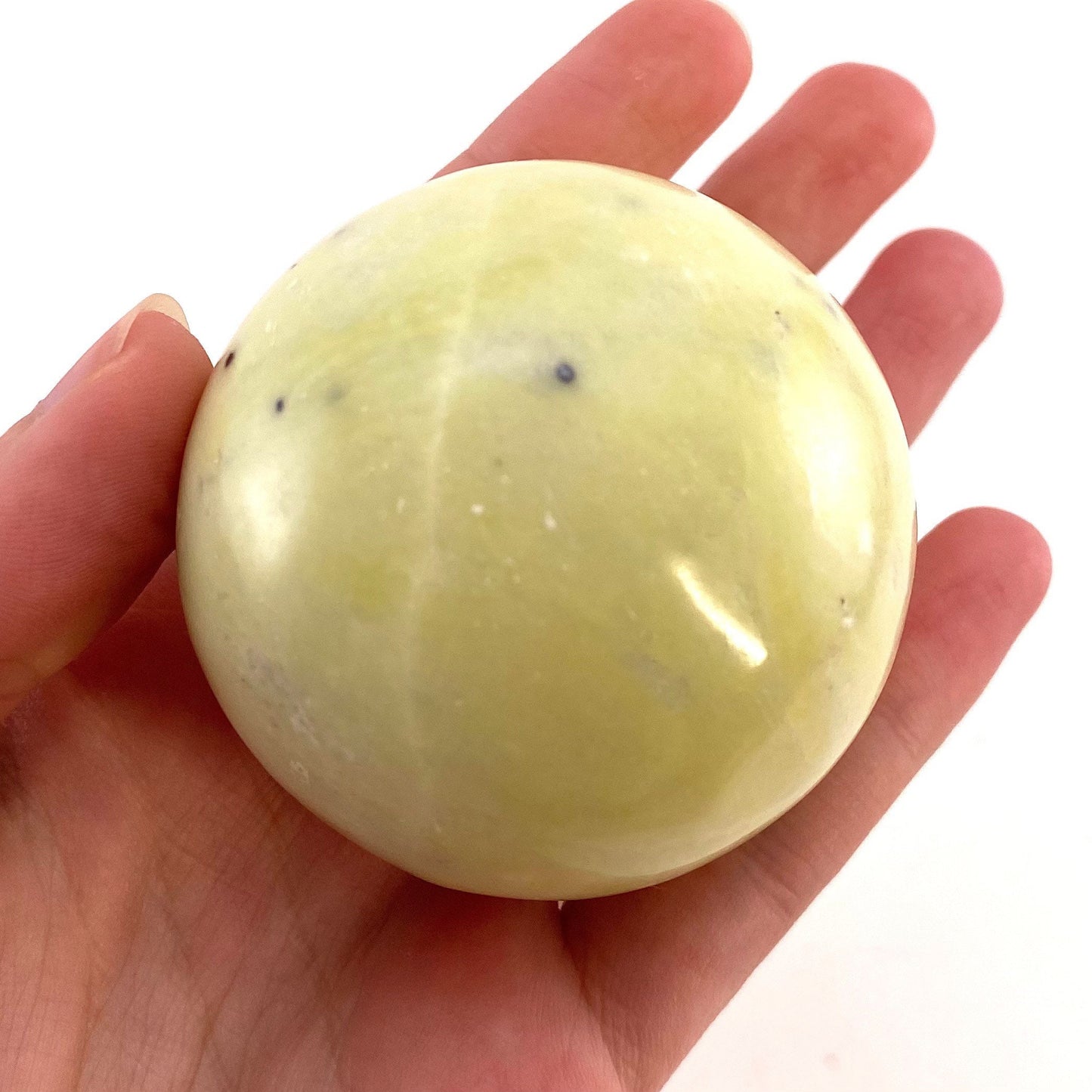 Serpentine Sphere, yellow serpentine sphere, crystal ball, crystal sphere, serpentine