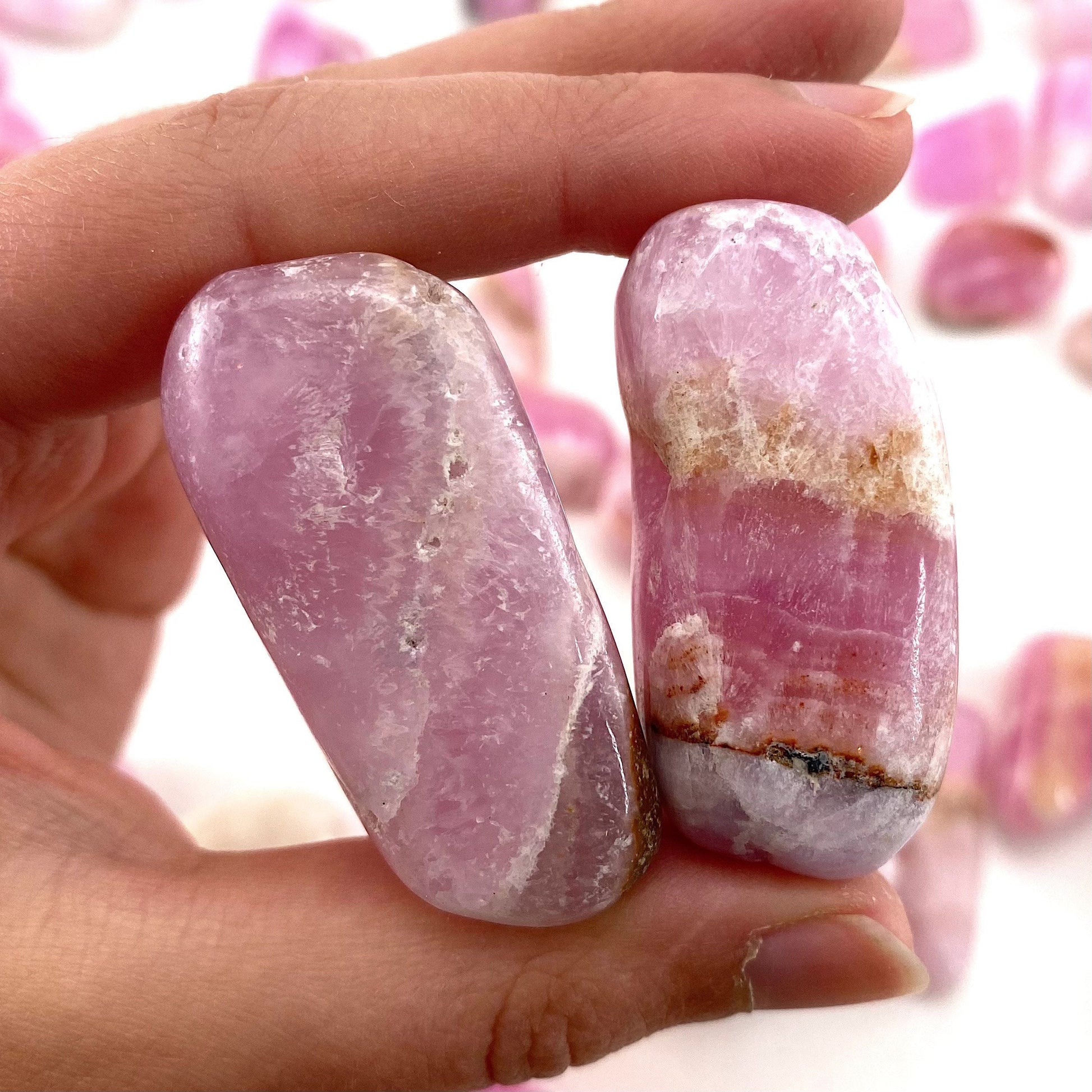 Rare! ONE tumbled pink aragonite, natural pink aragonite, polished aragonite, pink calcite tumble, pink aragonite crystal