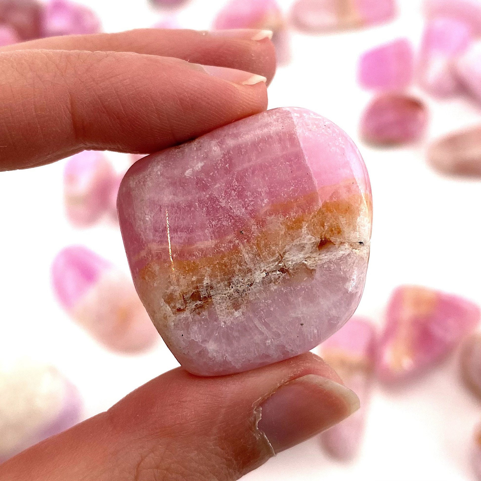 Rare! ONE tumbled pink aragonite, natural pink aragonite, polished aragonite, pink calcite tumble, pink aragonite crystal