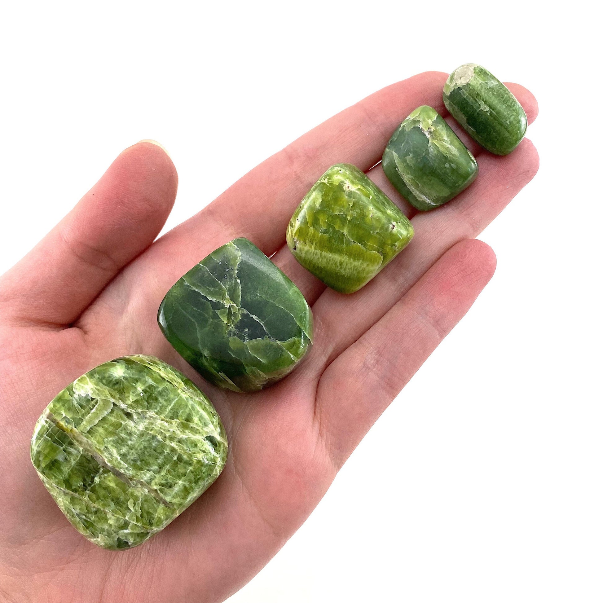 Tremolite Tumbled Stone | green tremolite crystal, polished tremolite, tremolite pocket stone