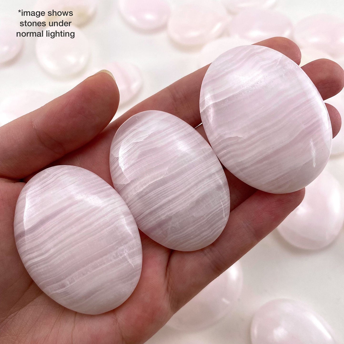 UV-reactive Mangano Calcite Palm Stone, mangano calcite, mangano calcite palmstone, palm stone, worry stone