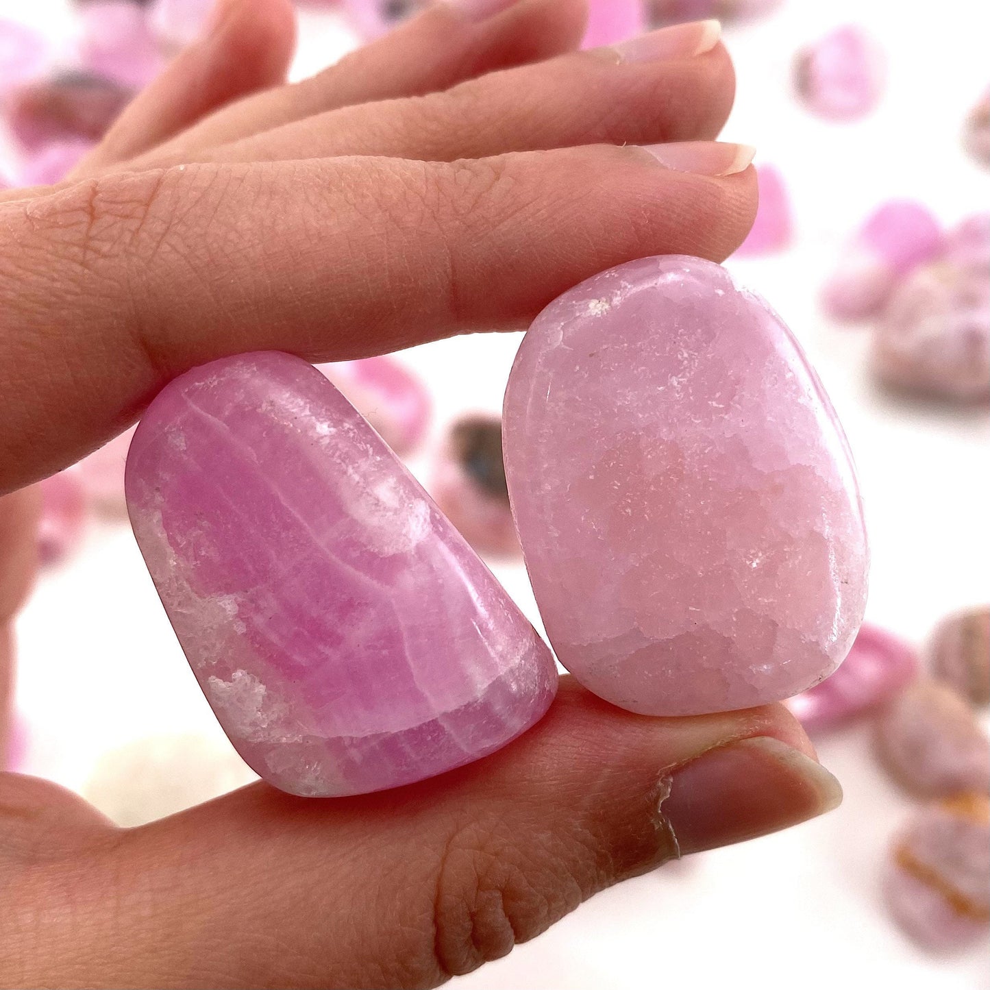 Rare! ONE tumbled pink aragonite, natural pink aragonite, polished aragonite, pink calcite tumble, pink aragonite crystal