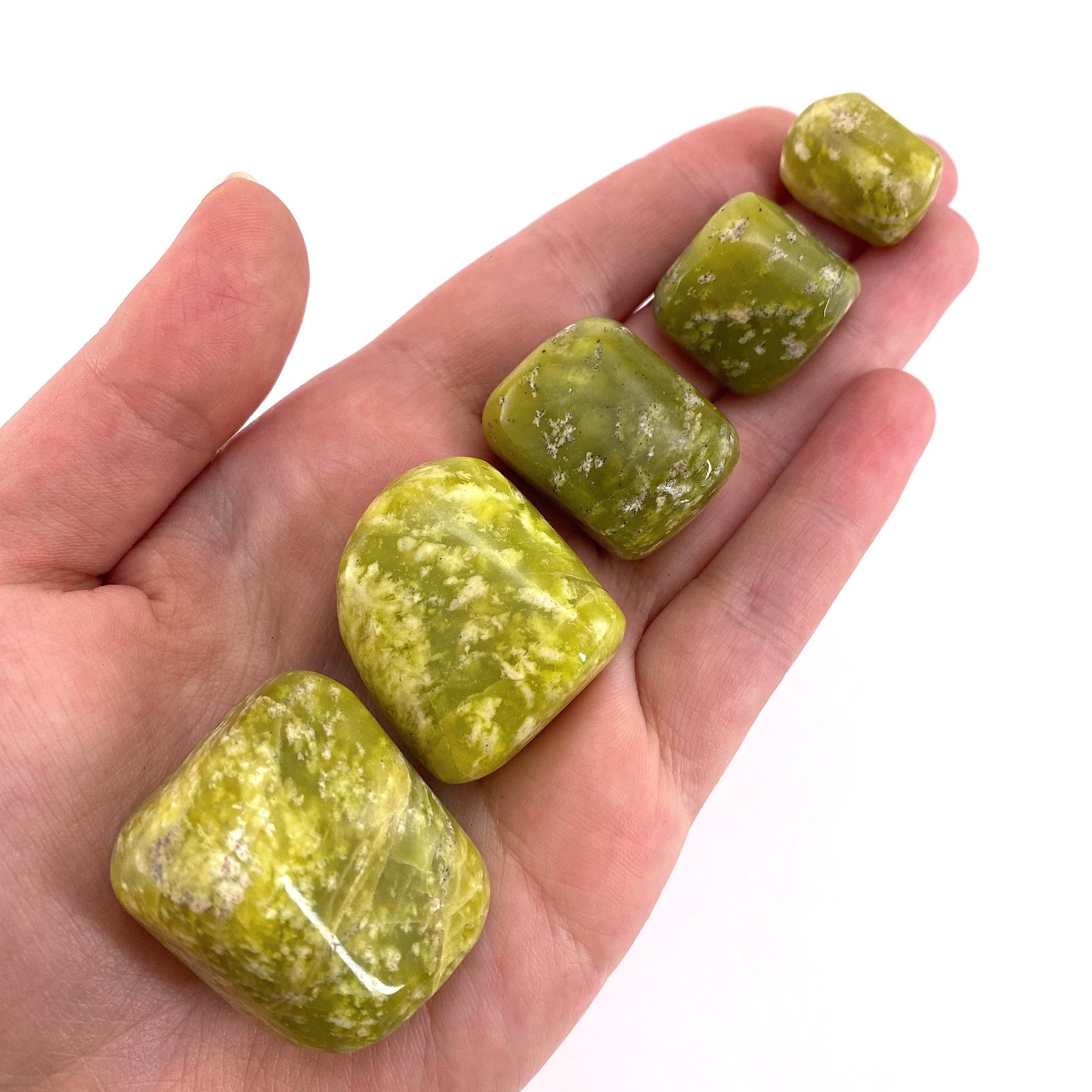 ONE tumbled serpentine, natural green serpentine, polished serpentine, serpentine tumble, serpentine crystal