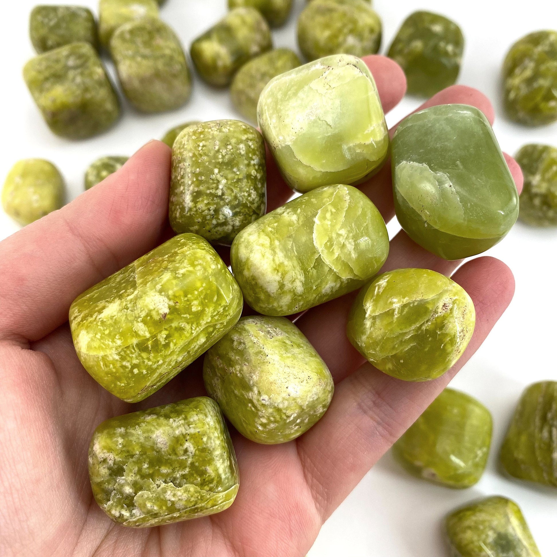 ONE tumbled serpentine, natural green serpentine, polished serpentine, serpentine tumble, serpentine crystal