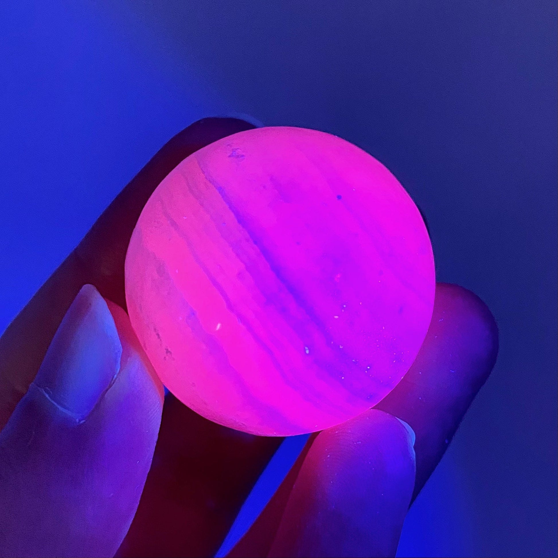 UV-reactive Mangano Calcite Sphere, crystal ball, mangano calcite sphere, pink calcite crystal, crystal sphere