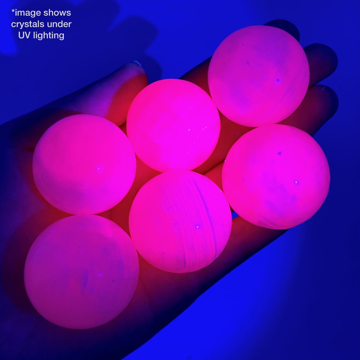 UV-reactive Mangano Calcite Sphere, crystal ball, mangano calcite sphere, pink calcite crystal, crystal sphere