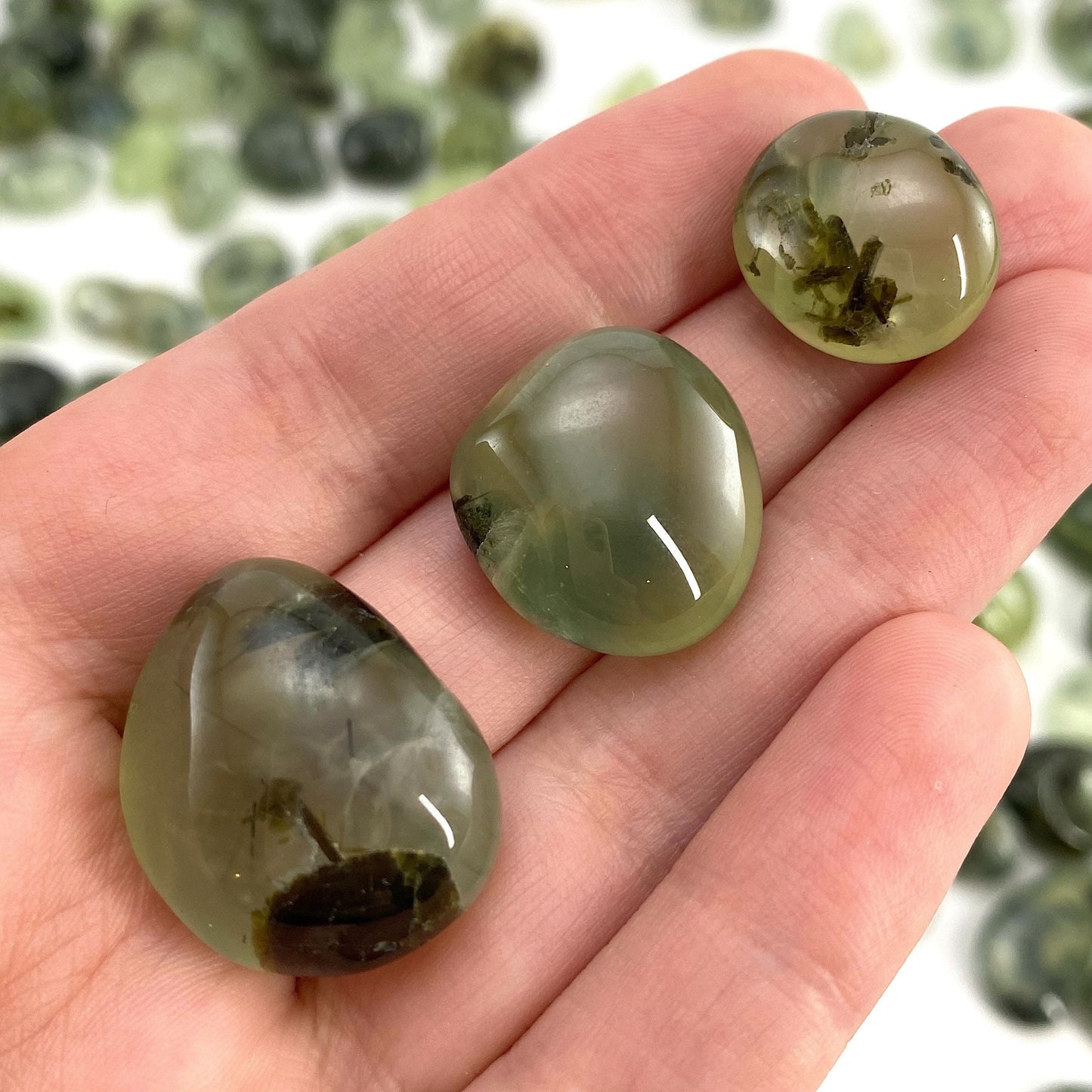 ONE Tumbled Prehnite | Green Prehnite, tumbled crystal, tumbled stones, crystals, minerals