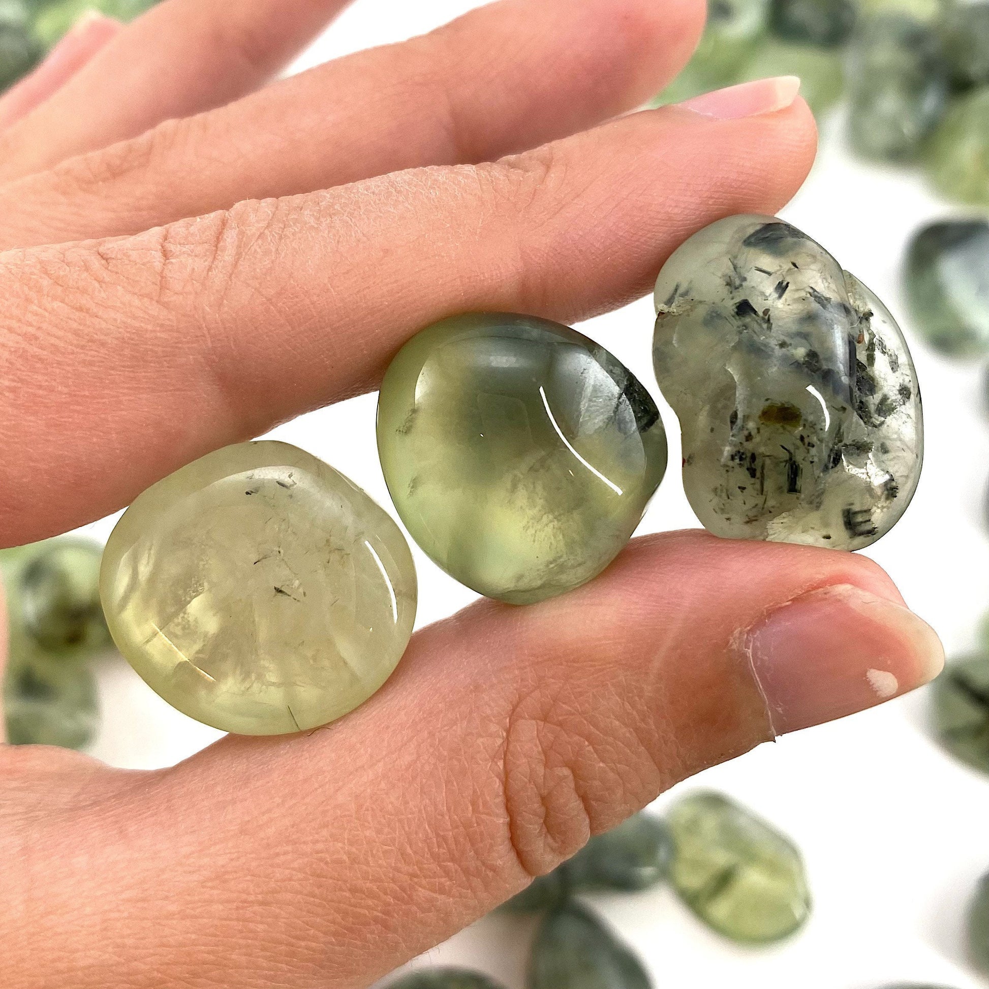 ONE Tumbled Prehnite | Green Prehnite, tumbled crystal, tumbled stones, crystals, minerals