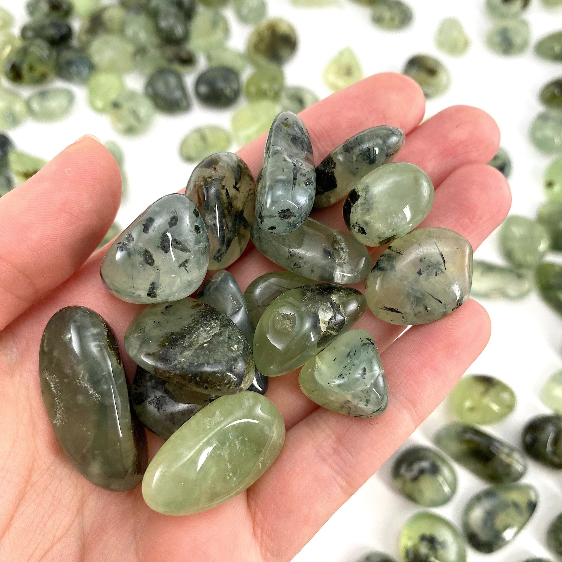 ONE Tumbled Prehnite | Green Prehnite, tumbled crystal, tumbled stones, crystals, minerals