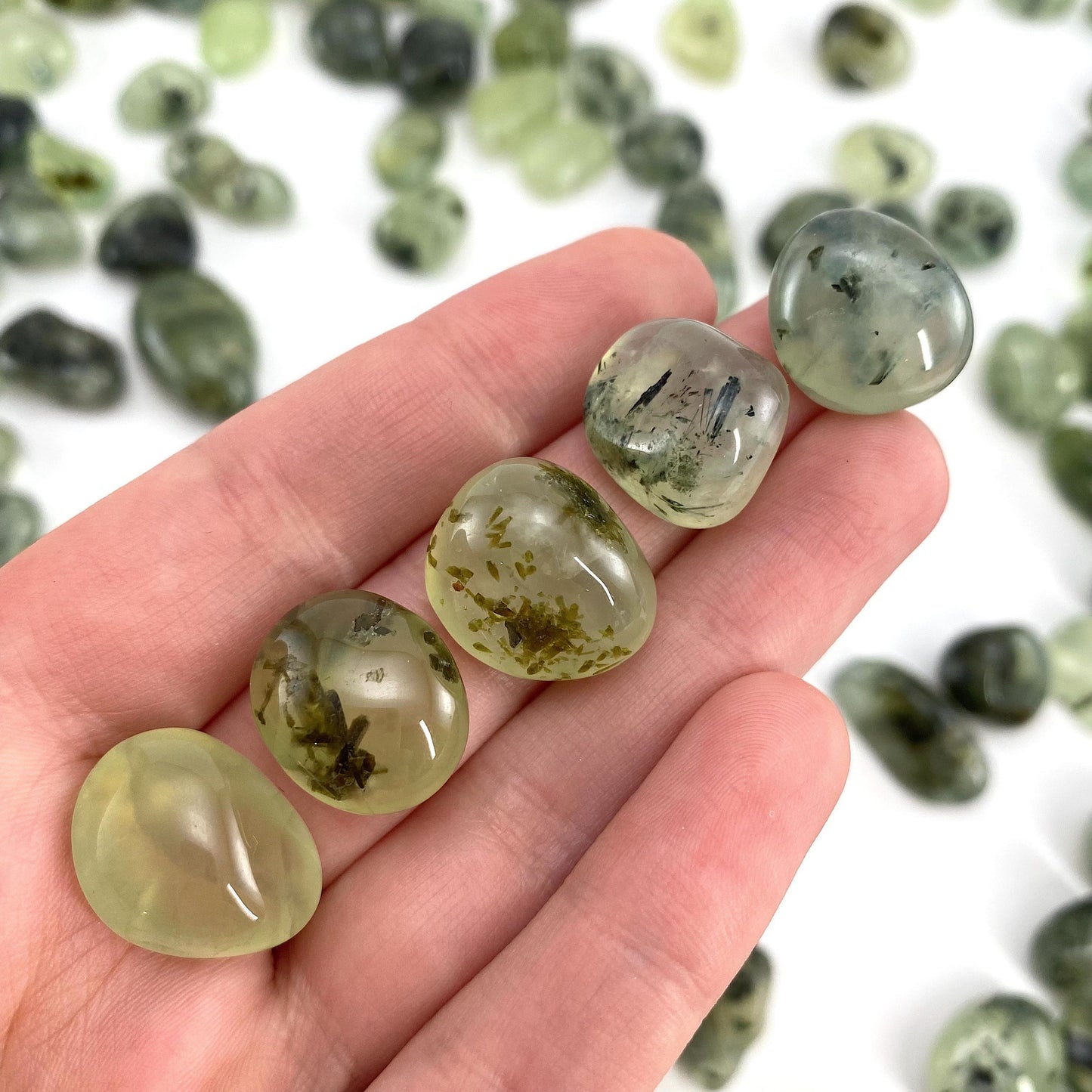 ONE Tumbled Prehnite | Green Prehnite, tumbled crystal, tumbled stones, crystals, minerals