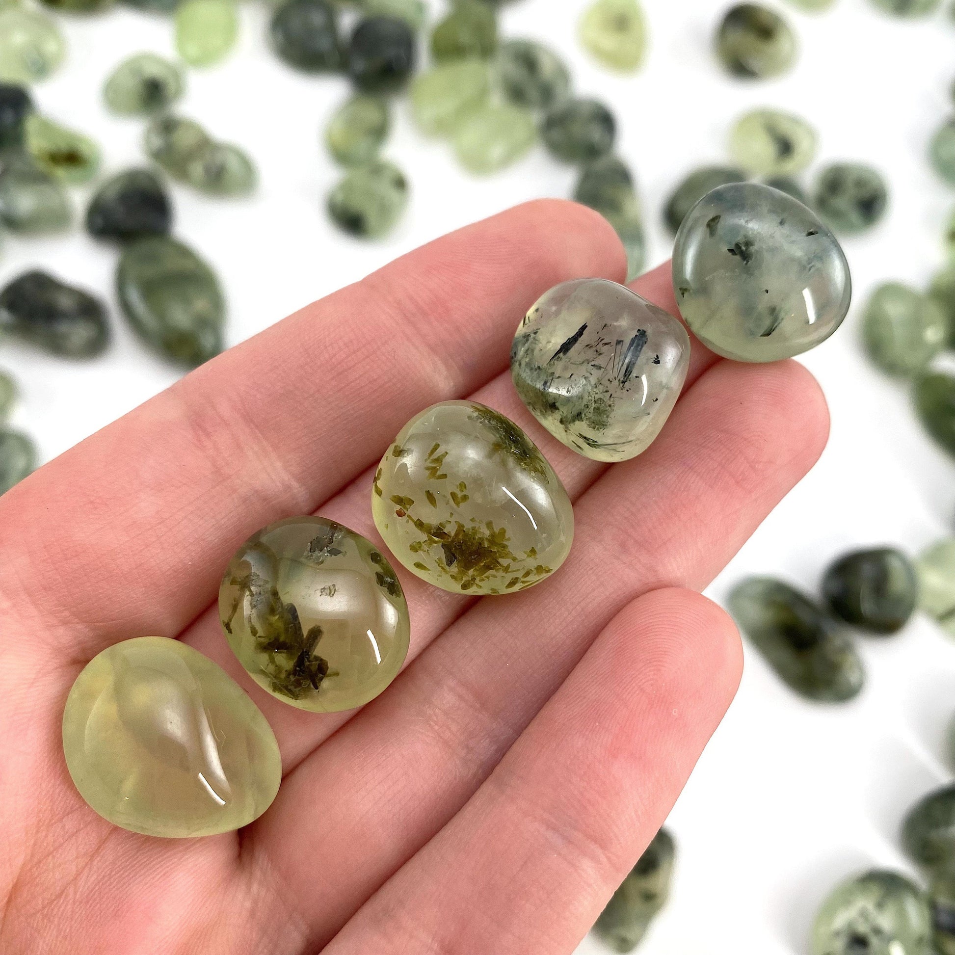 ONE Tumbled Prehnite | Green Prehnite, tumbled crystal, tumbled stones, crystals, minerals
