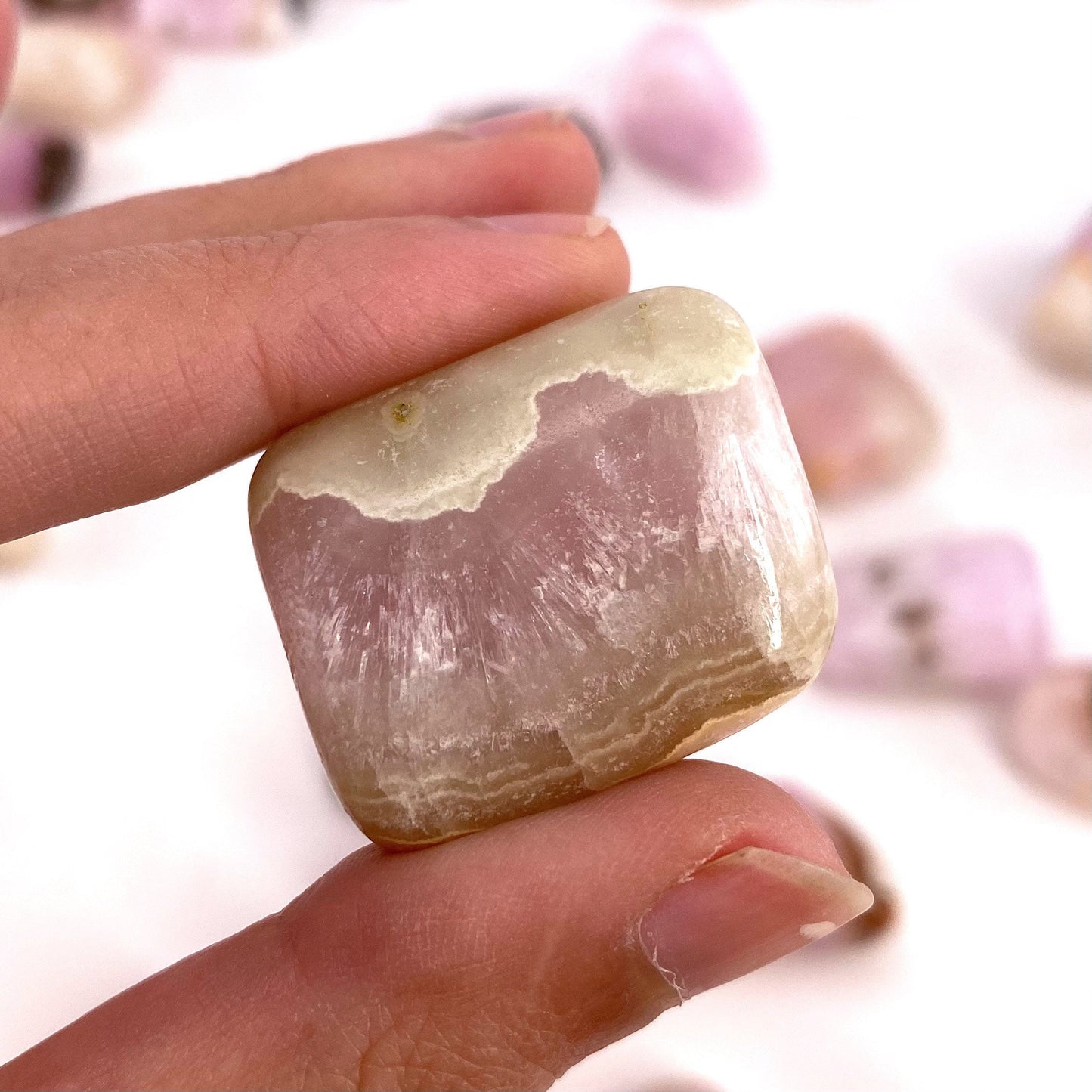 Rare! ONE tumbled pink aragonite, natural pink aragonite, polished aragonite, pink calcite tumble, pink aragonite crystal