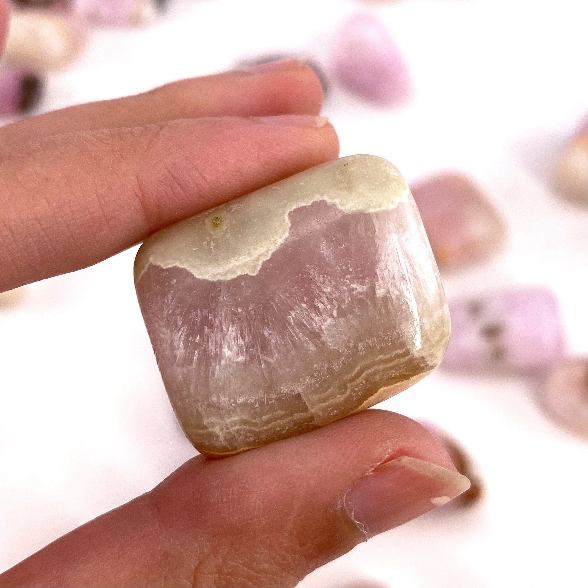 Rare! ONE tumbled pink aragonite, natural pink aragonite, polished aragonite, pink calcite tumble, pink aragonite crystal