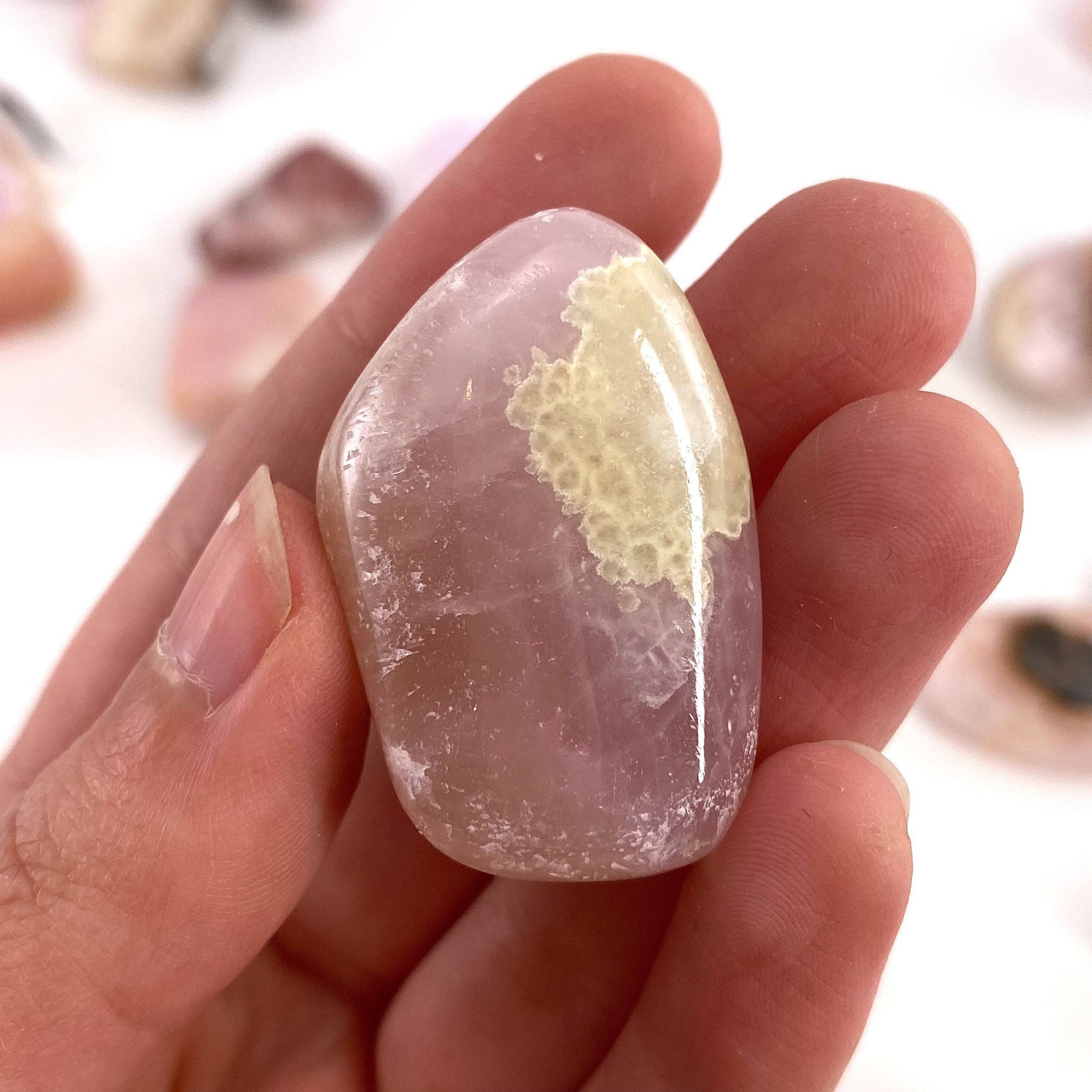 Rare! ONE tumbled pink aragonite, natural pink aragonite, polished aragonite, pink calcite tumble, pink aragonite crystal