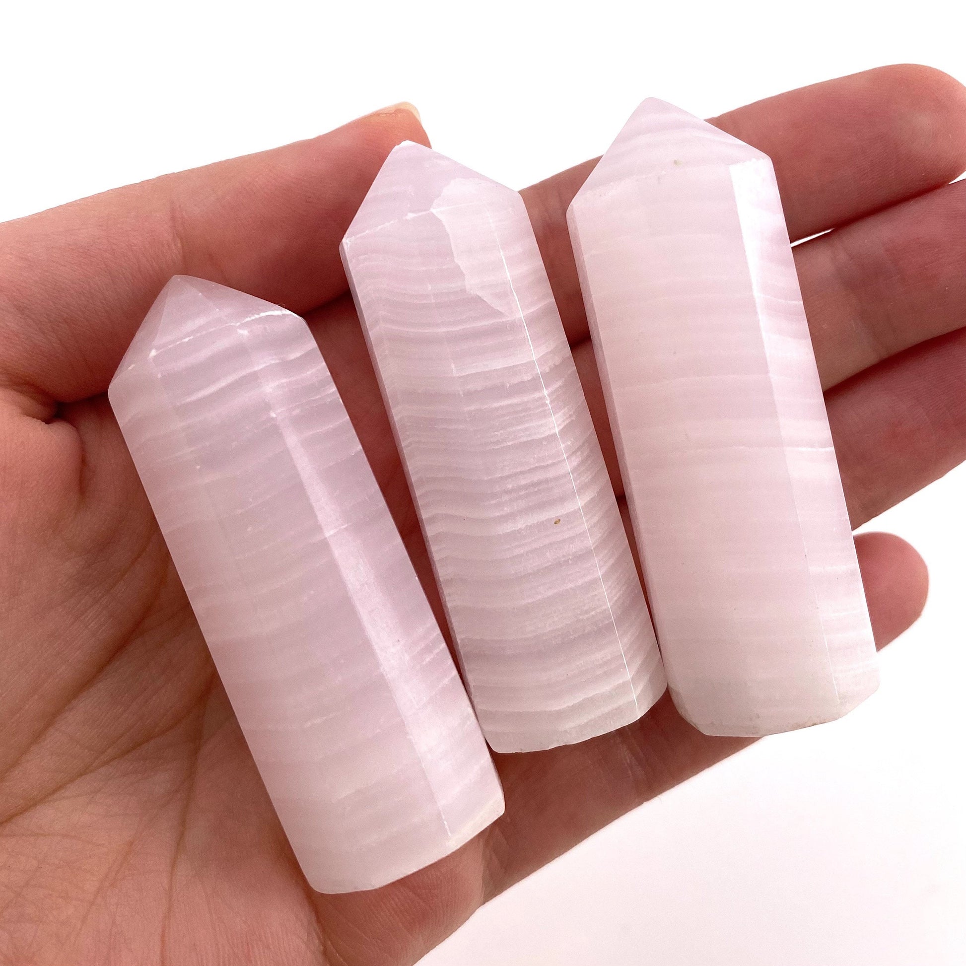 UV-reactive Mangano Calcite Point, mangano calcite tower, crystal point, mangano calcite crystal