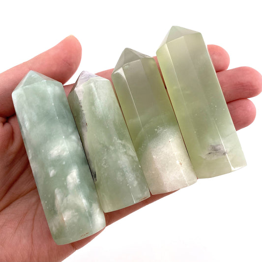 New Jade Point, serpentine jade, light green new jade tower, crystal point, new green jade crystal, crystal point