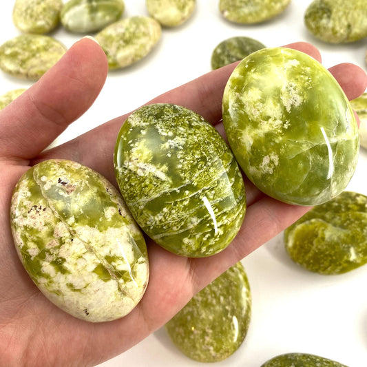 Serpentine Palm Stone, green serpentine palmstone, pocket stone, worry stone, serpentine