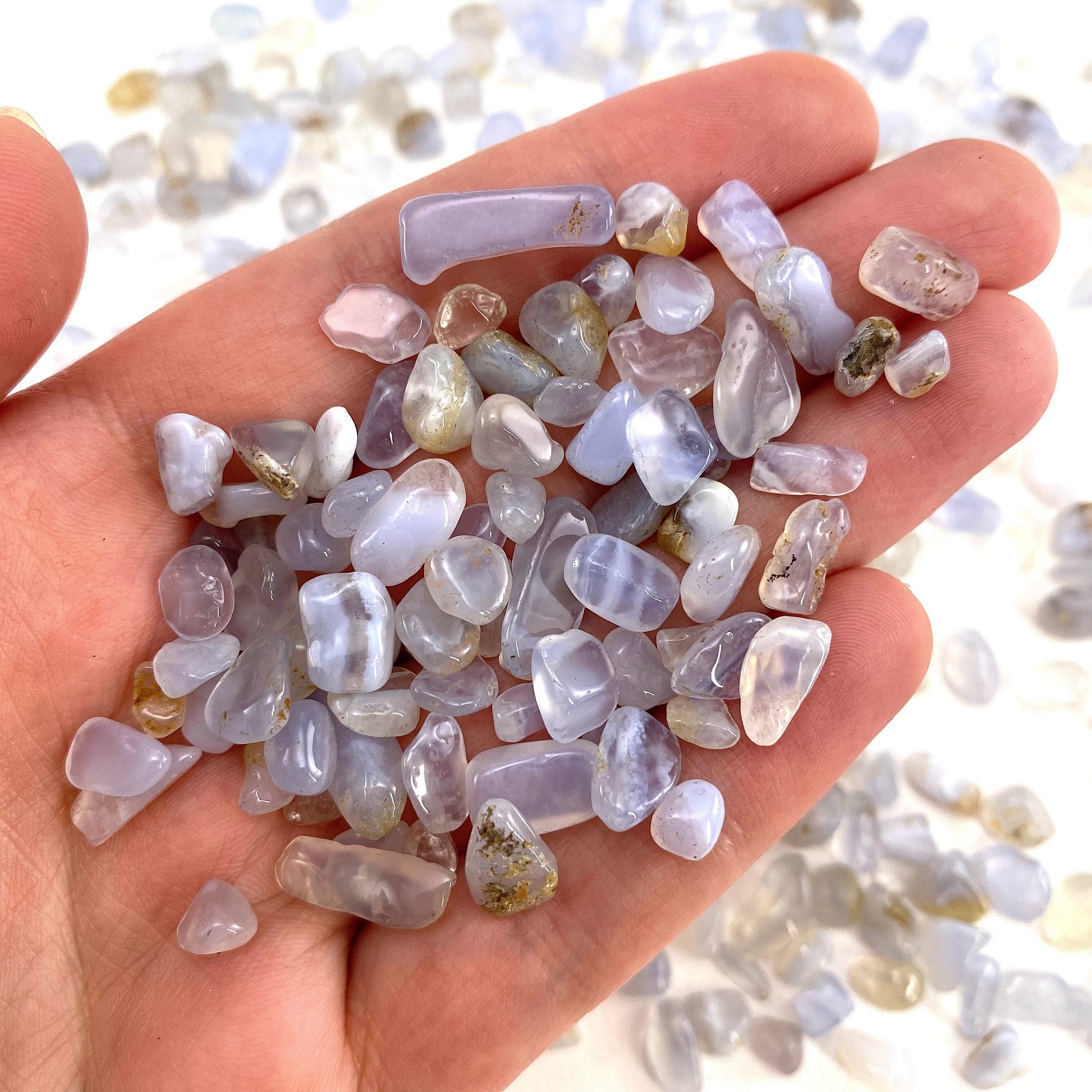 20g of Blue Lace Agate, mini tumbled stones, tumbled crystal, tumbled blue lace agate, blue lace agate chips