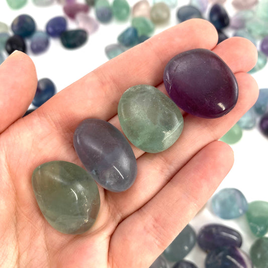 ONE Tumbled Fluorite | minerals, green fluorite, rainbow fluorite, tumbled crystal, tumbled stones