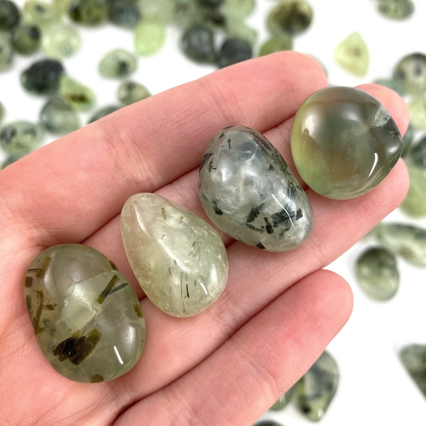 ONE Tumbled Prehnite | Green Prehnite, tumbled crystal, tumbled stones, crystals, minerals