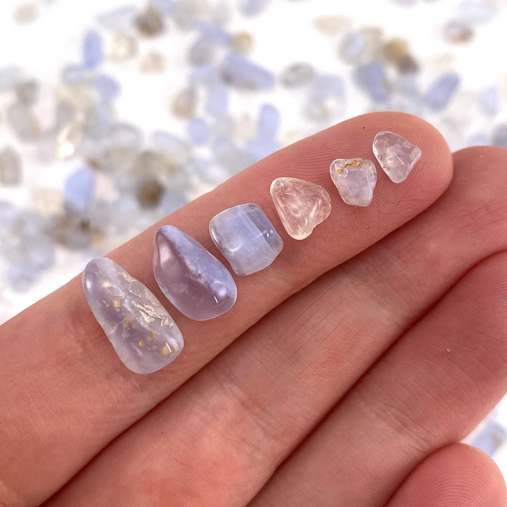 20g of Blue Lace Agate, mini tumbled stones, tumbled crystal, tumbled blue lace agate, blue lace agate chips