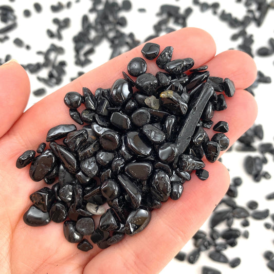 20g of Black Tourmaline, mini tumbled stones, tumbled crystal, tumbled tourmaline, black tourmaline