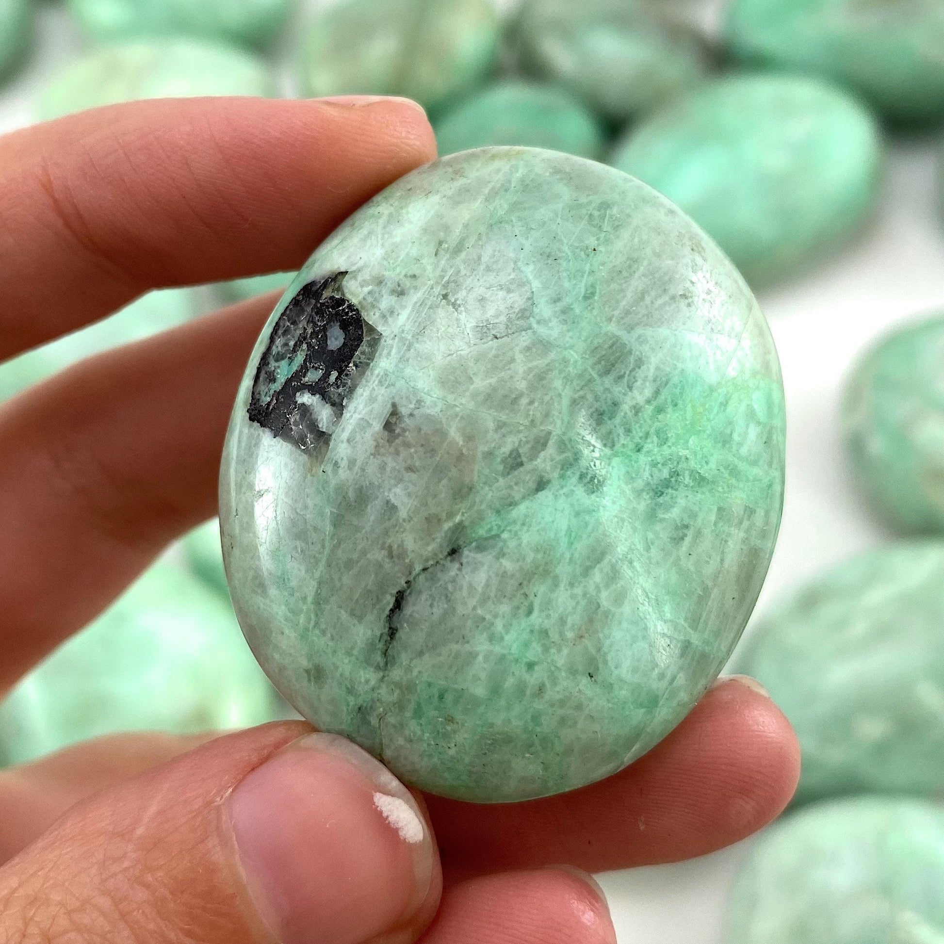 Garnierite Palm Stone, garnierite, polished garnierite, garnierite palmstone, crystal palm stone