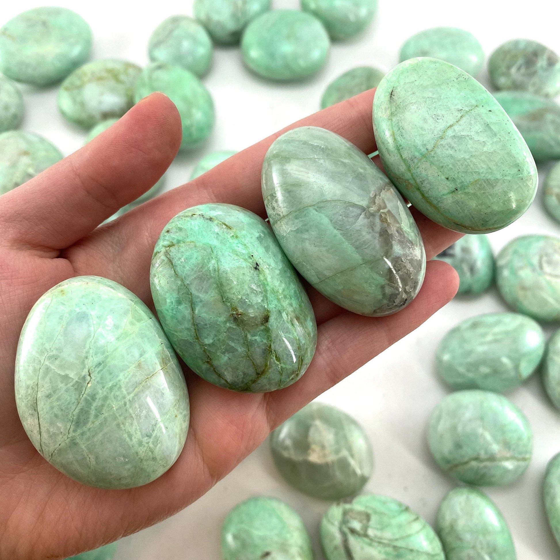 Garnierite Palm Stone, garnierite, polished garnierite, garnierite palmstone, crystal palm stone