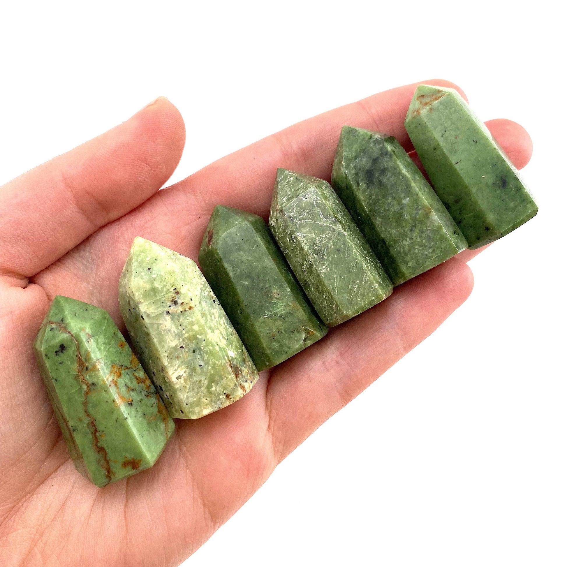 Forest Green Chrysoprase Point, green chrysoprase tower, crystal point, chrysoprase crystal