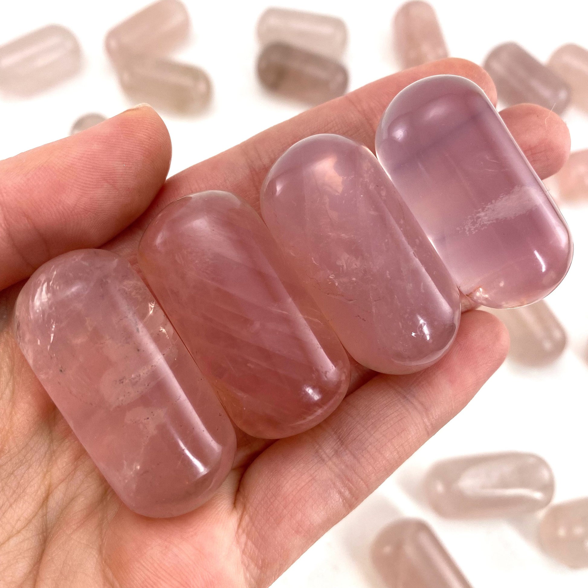 ONE Polished Rose Quartz, natural rose quartz, tumbled rose quartz, rose quartz tumble, rose quartz palm stone