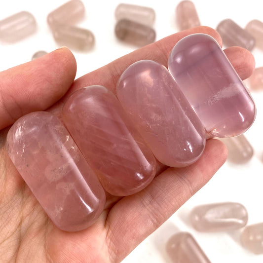 ONE Polished Rose Quartz, natural rose quartz, tumbled rose quartz, rose quartz tumble, rose quartz palm stone