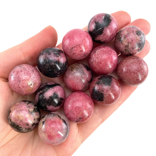Rhodonite Sphere, crystal ball, Rhodonite sphere, Rhodonite palm stone, crystal sphere