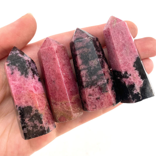 Rhodonite Point, Pink rhodonite tower, crystal point, rhodonite crystal, pink rhodonite
