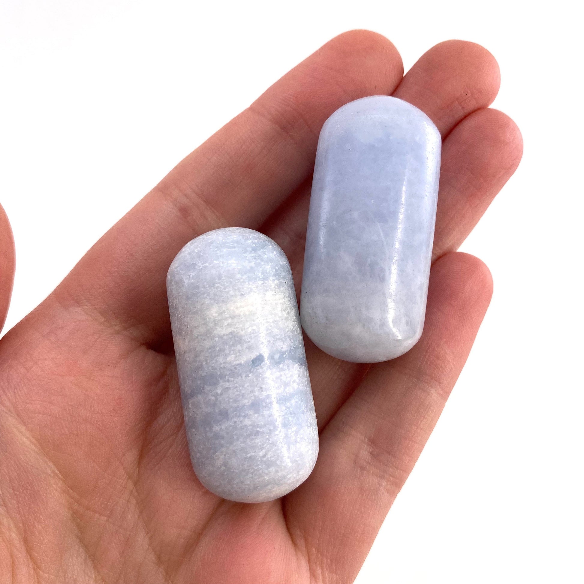 ONE Polished Blue Calcite, blue calcite, tumbled blue calcite, polished blue calcite, blue calcite palm stone