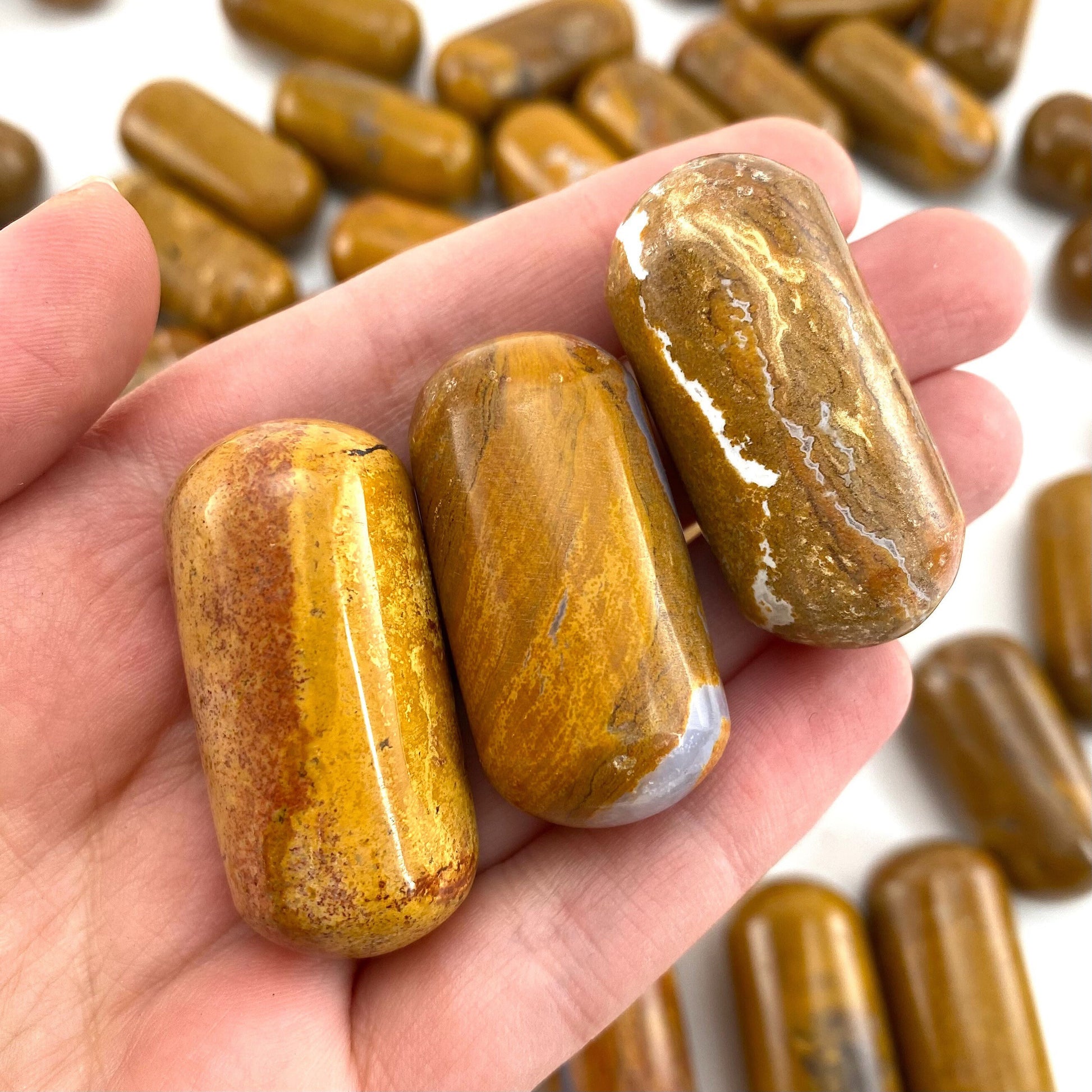 Yellow Jasper Worry Stone | Polished Tumbled Crystal Lingam (Solar Plexus Chakra)