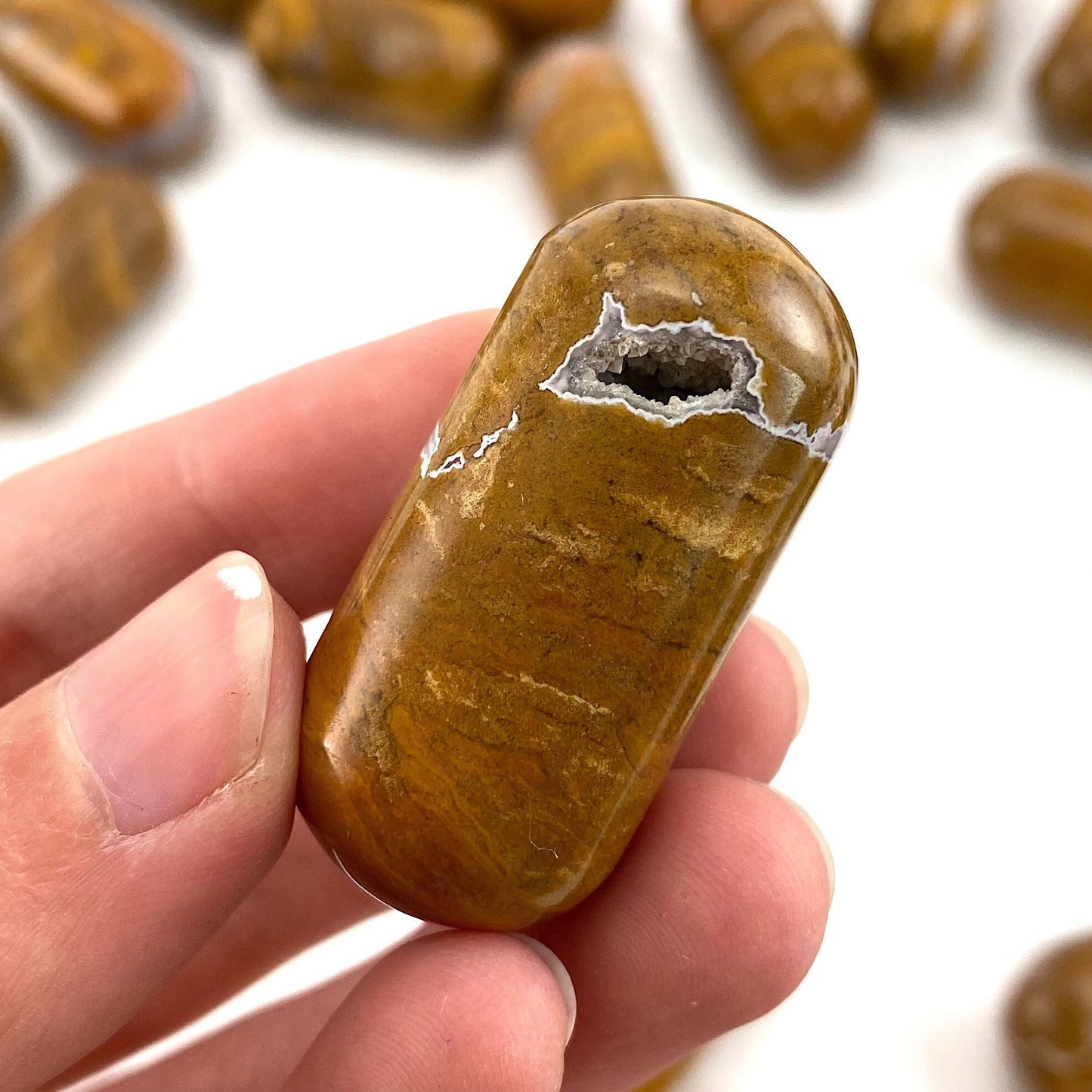Yellow Jasper Worry Stone | Polished Tumbled Crystal Lingam (Solar Plexus Chakra)