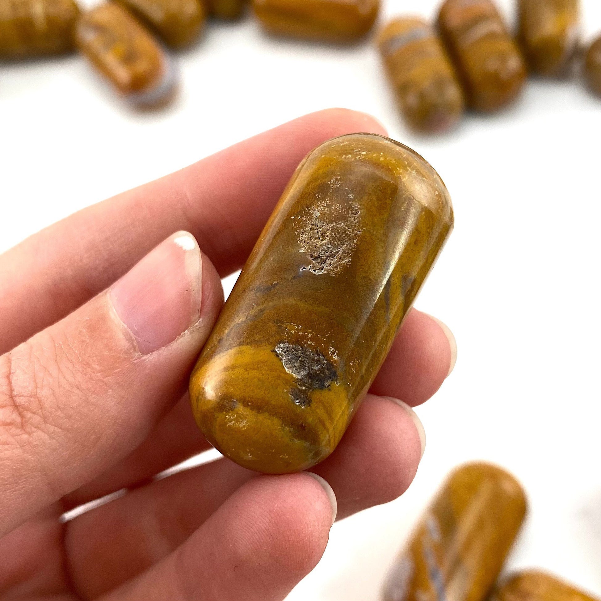 Yellow Jasper Worry Stone | Polished Tumbled Crystal Lingam (Solar Plexus Chakra)