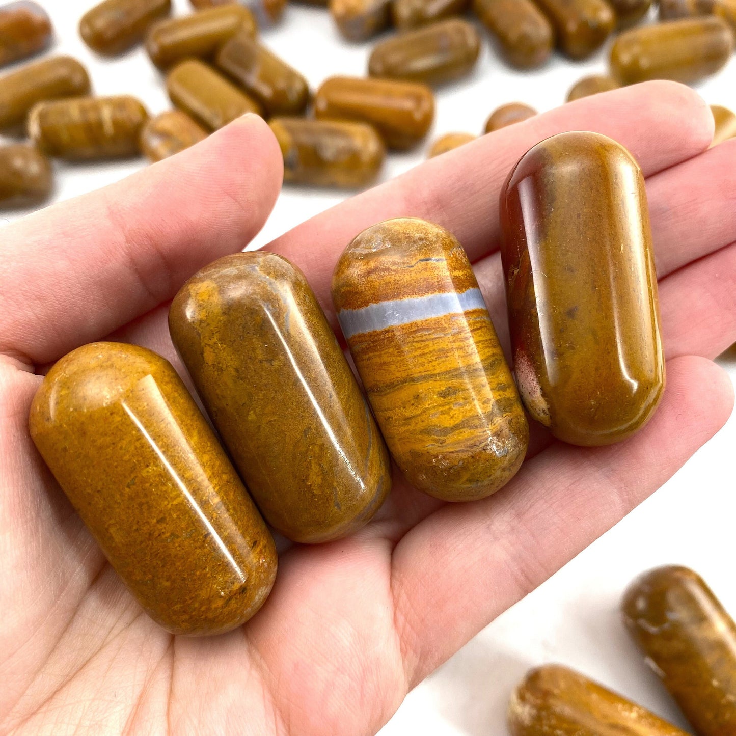 Yellow Jasper Worry Stone | Polished Tumbled Crystal Lingam (Solar Plexus Chakra)