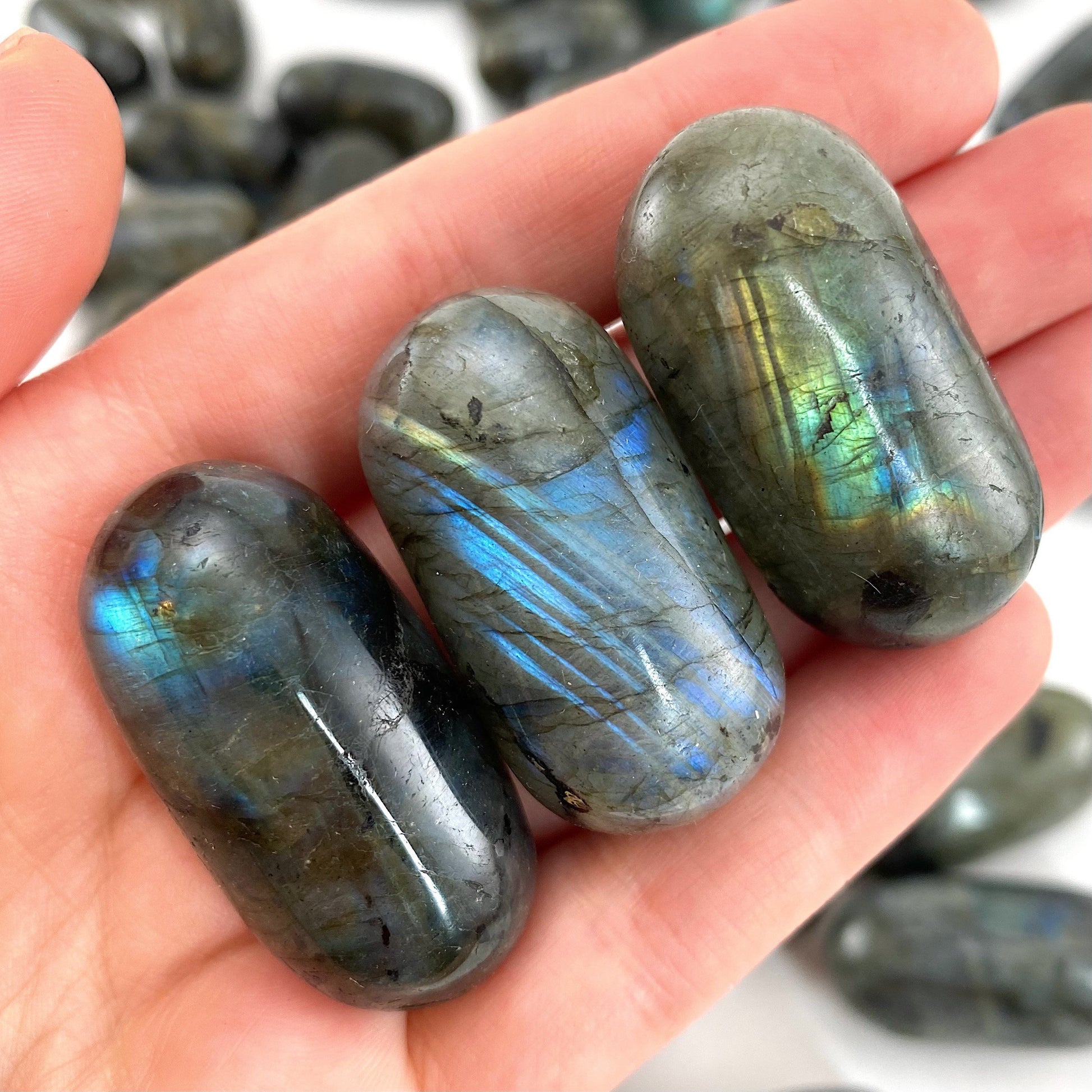 ONE Polished Labradorite, labradorite, tumbled labradorite, blue labradorite, labradorite palm stone