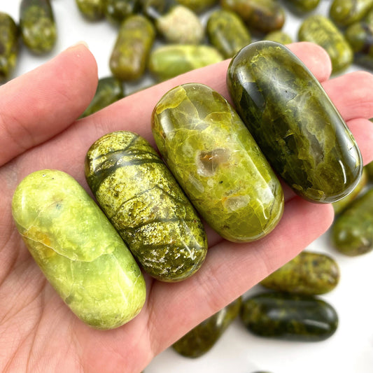 ONE Polished Green Opal, natural green opal, tumbled green opal, green opal tumble, green opal palm stone