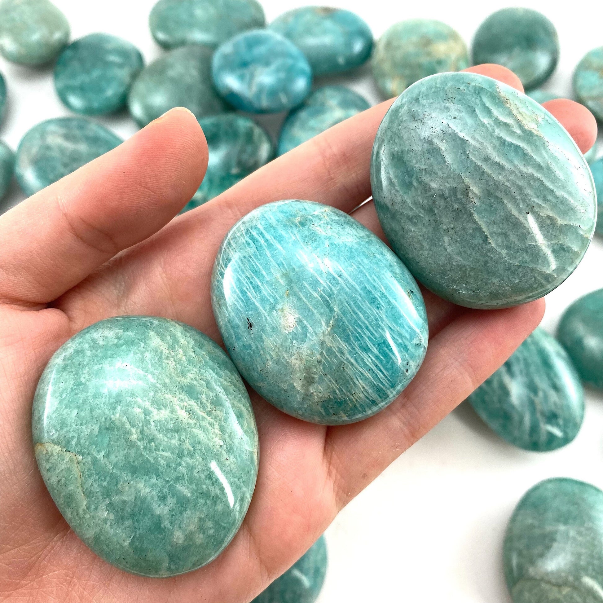 Amazonite Palm stone, amazonite palmstone, pocket stone, worry stone, amazonite
