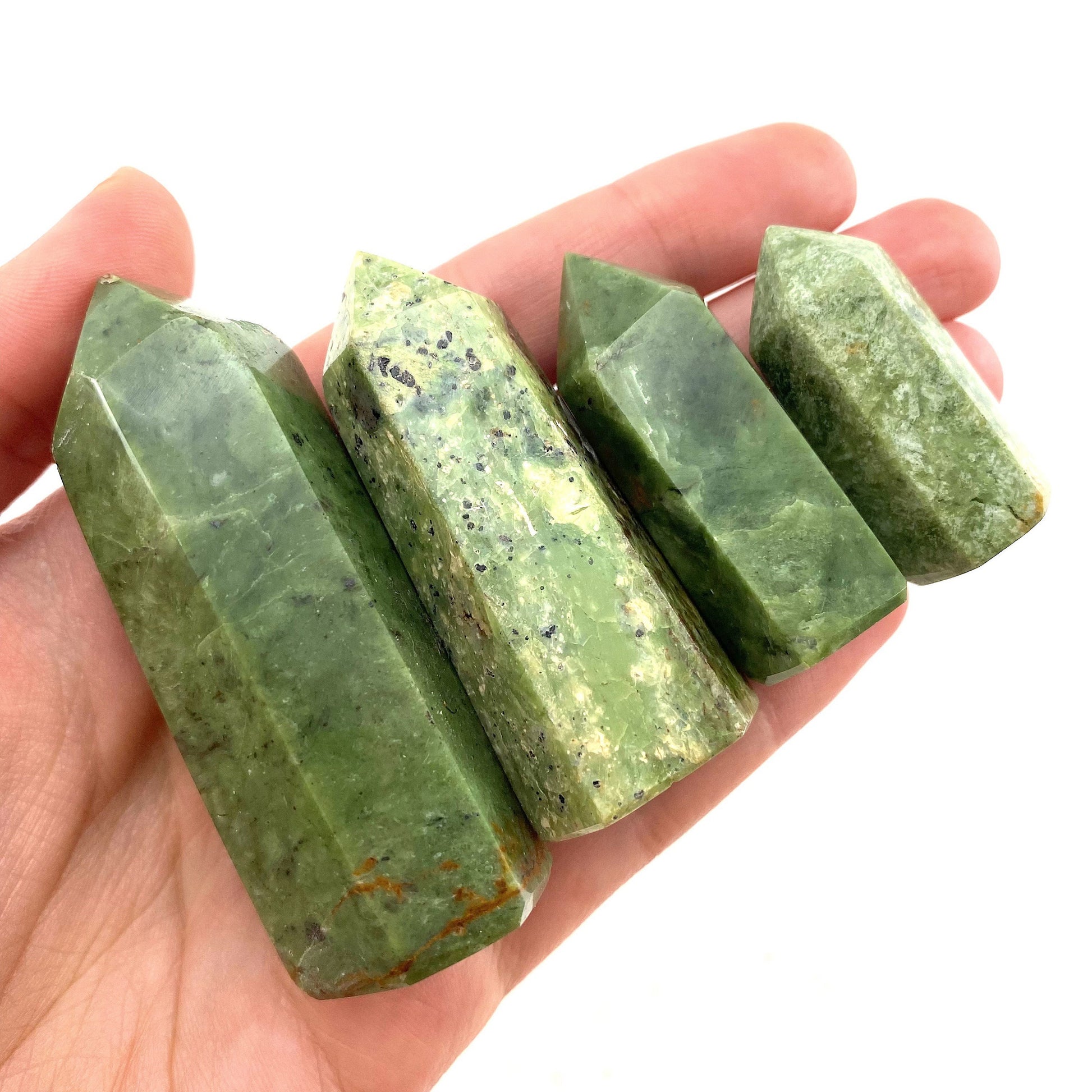 Forest Green Chrysoprase Point, green chrysoprase tower, crystal point, chrysoprase crystal