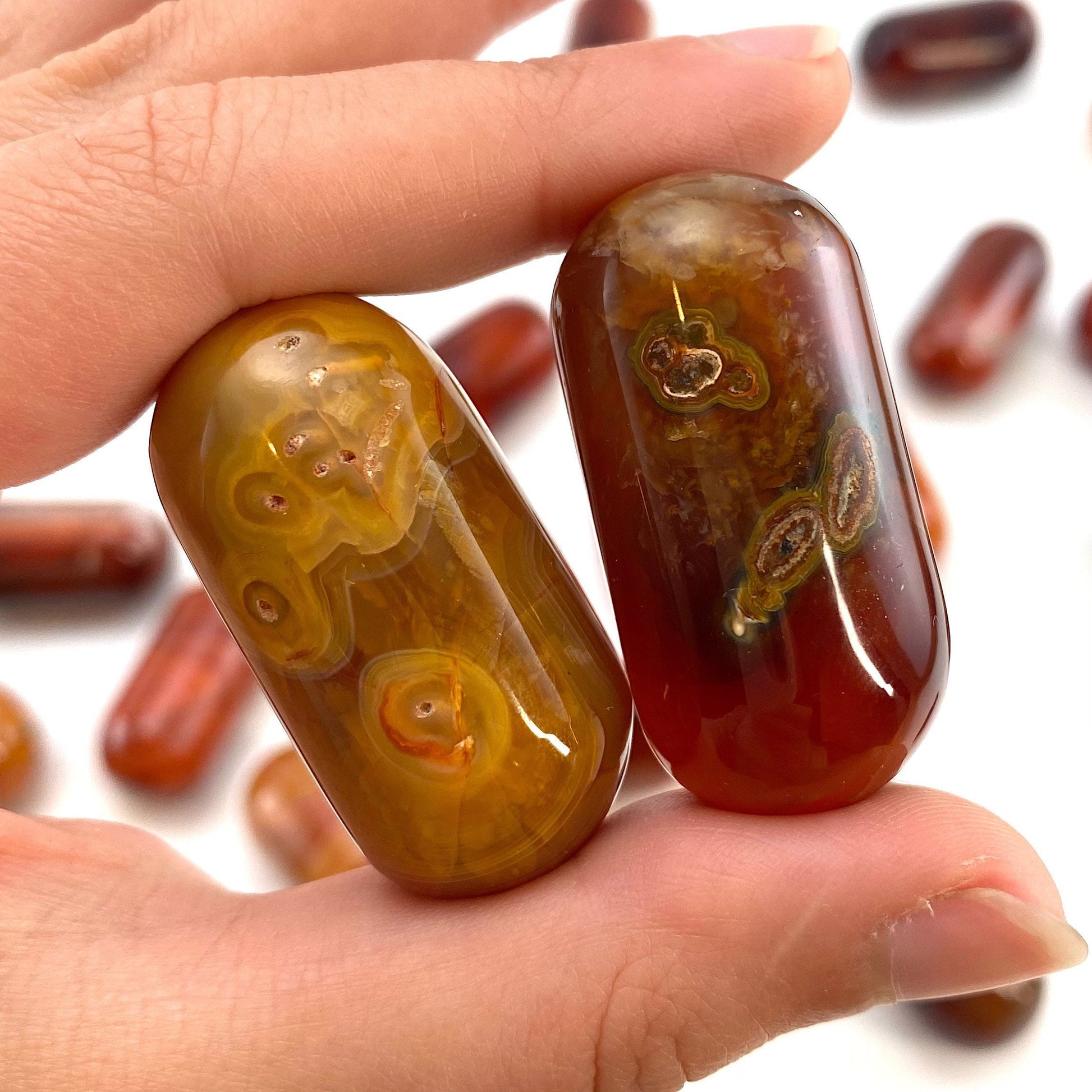 ONE Polished Carnelian, red carnelian, tumbled carnelian, red carnelian tumble, carnelian palm stone
