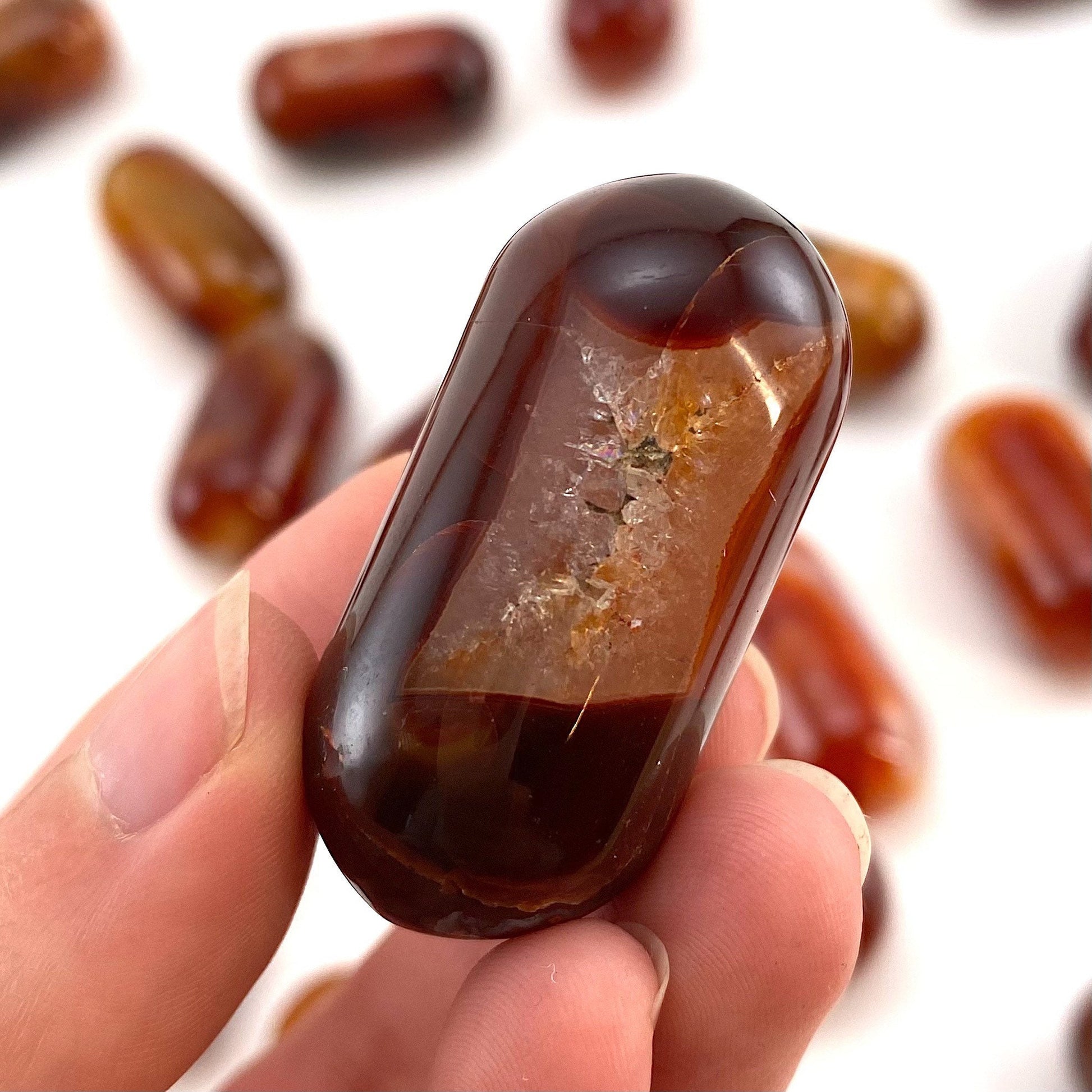 ONE Polished Carnelian, red carnelian, tumbled carnelian, red carnelian tumble, carnelian palm stone